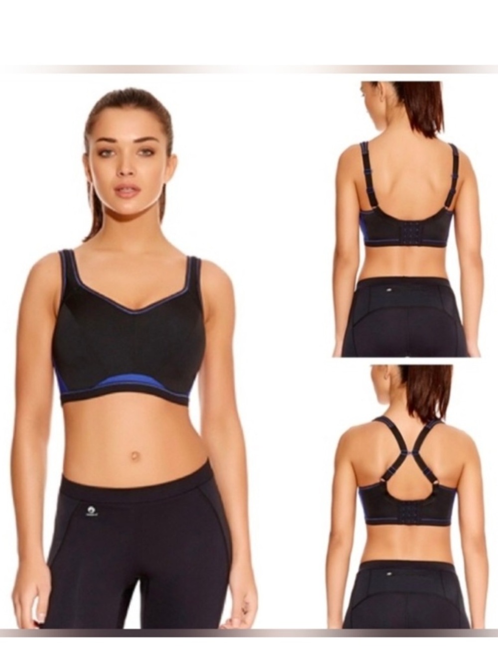 FREYA Active Epic Underwire Sports Bra 32D Black Purple Molded High Impact